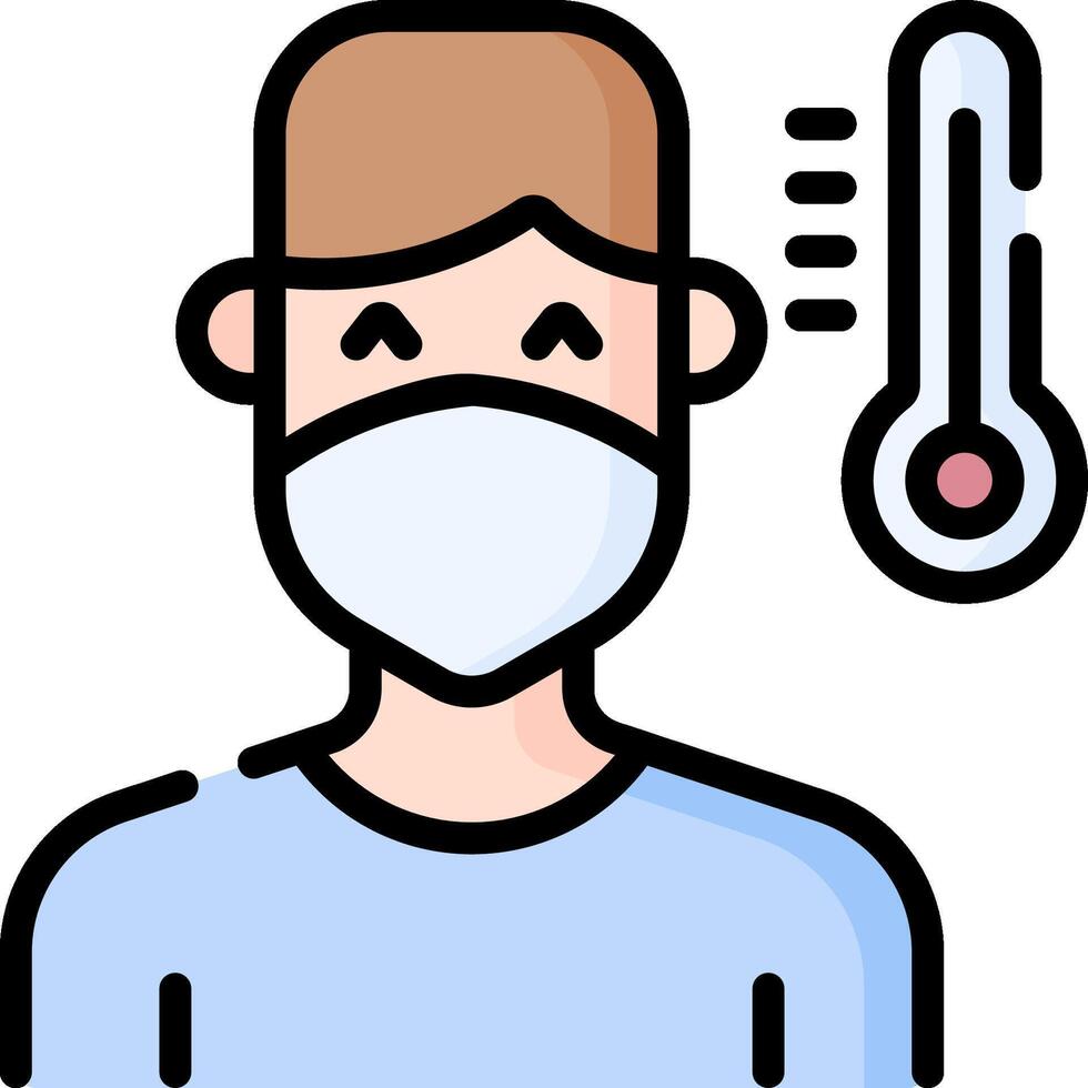 A man wearing a mask and thermometer vector