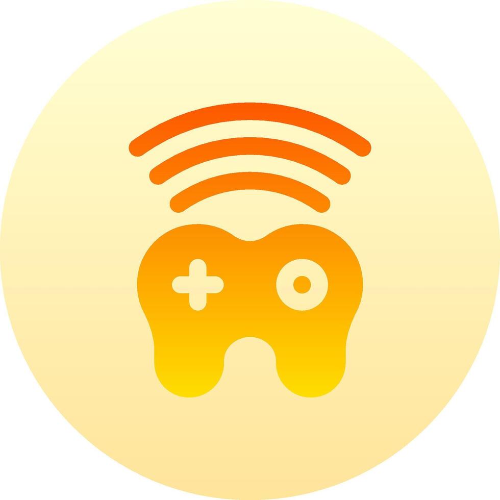 A yellow and orange button with a game controller vector