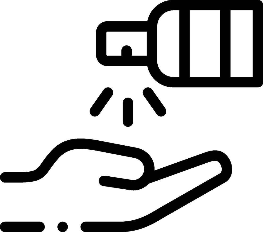A hand is holding a bottle of hand sanitizer vector
