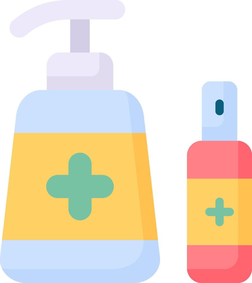 A bottle of hand sanitizer and a bottle of soap vector