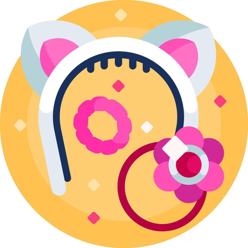 A pink cat headband with a flower and a ring vector