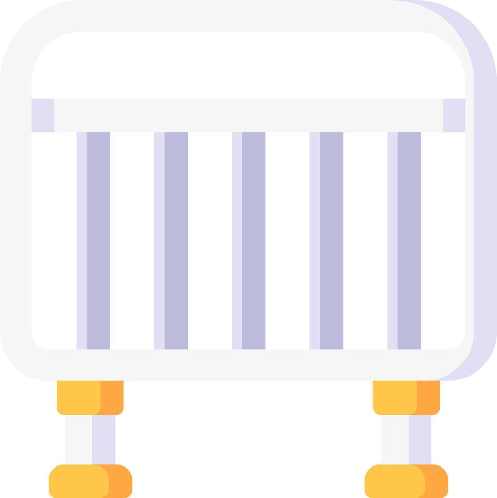 A crib with a white background and yellow bars vector