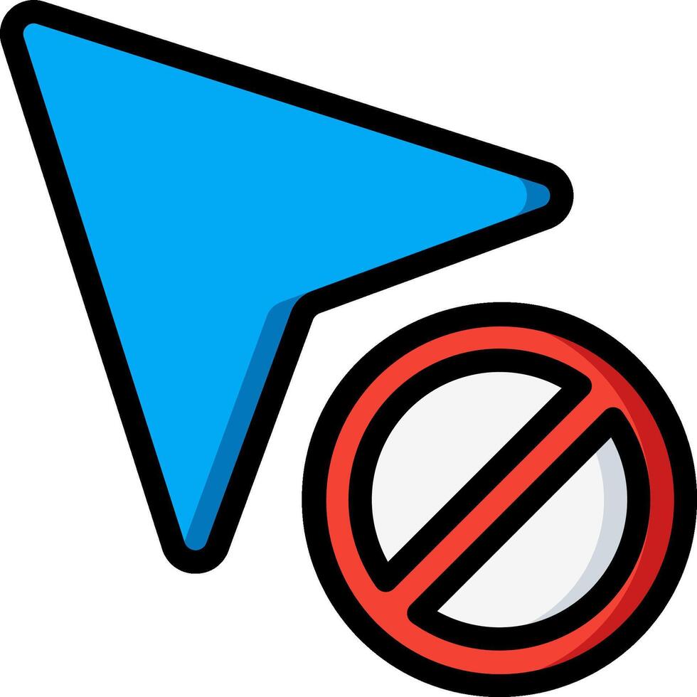 A blue and red arrow with a no sign vector
