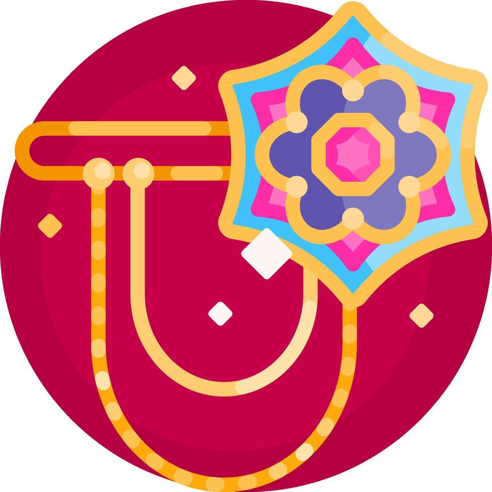 A red and pink flower with a gold chain vector