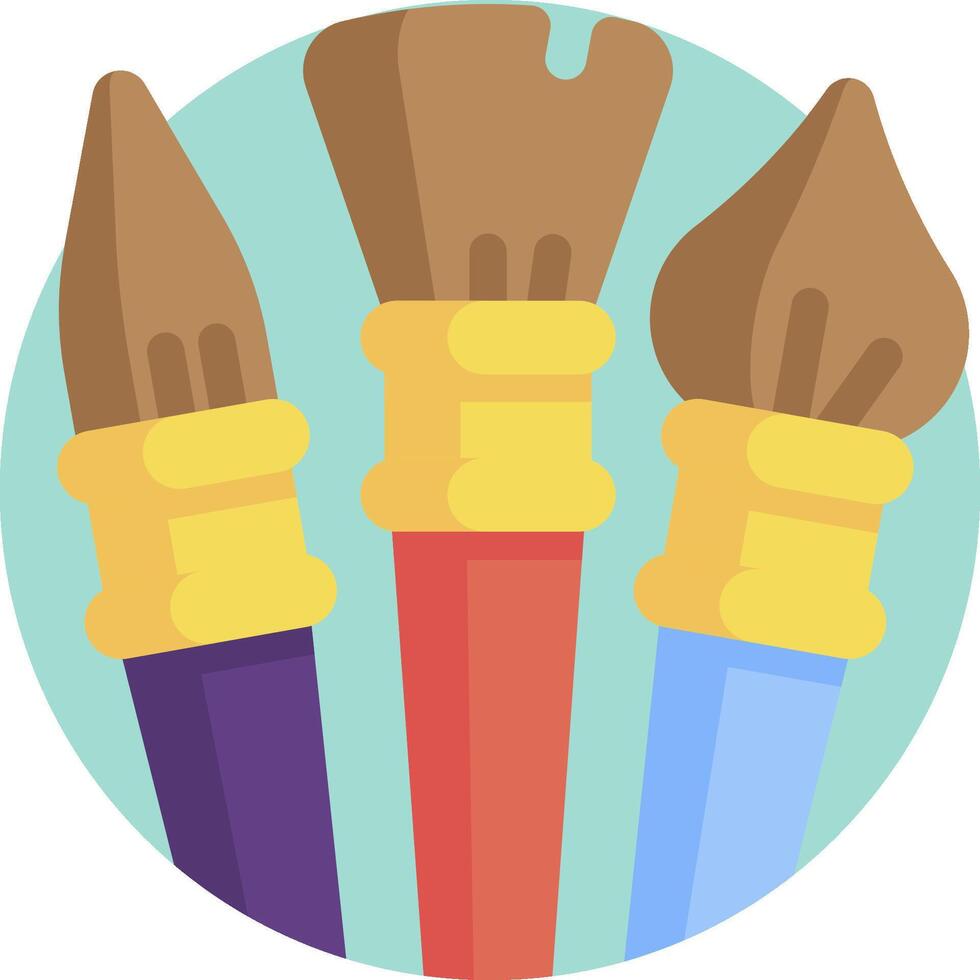 Three brushes are shown in a circle vector