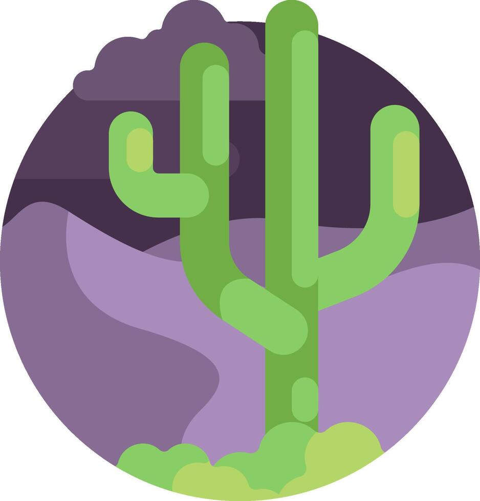 A cactus in a purple circle with a purple background vector