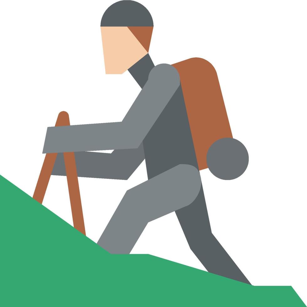 A man with a backpack and a compass is climbing up a hill vector