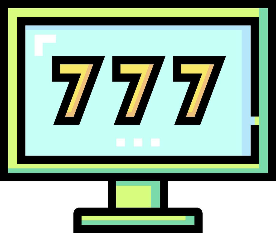 A computer monitor with the number 7777 on it vector