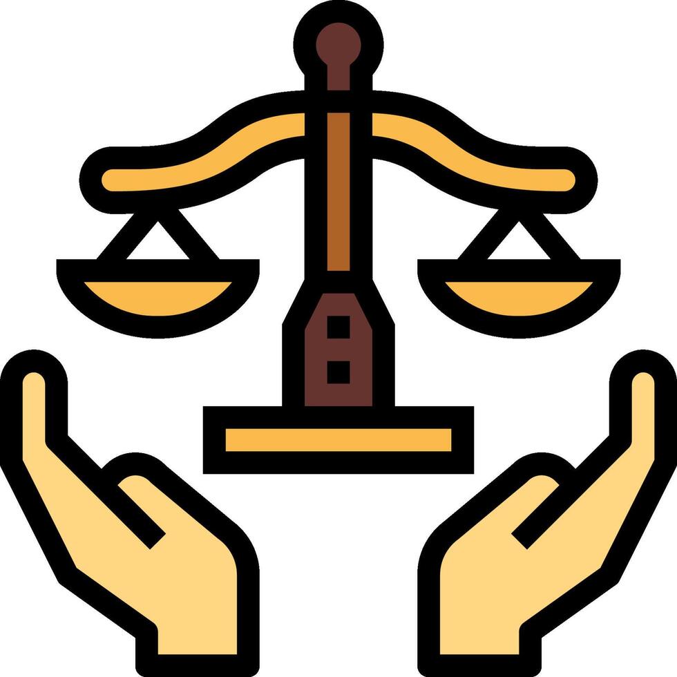 Two hands holding scales of justice icon vector