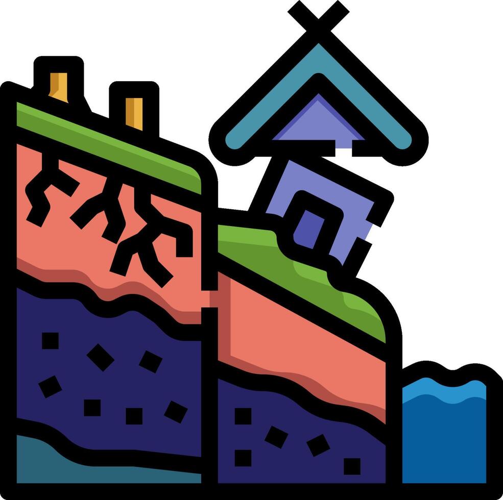 A cartoon house on a cliff with a house on top vector