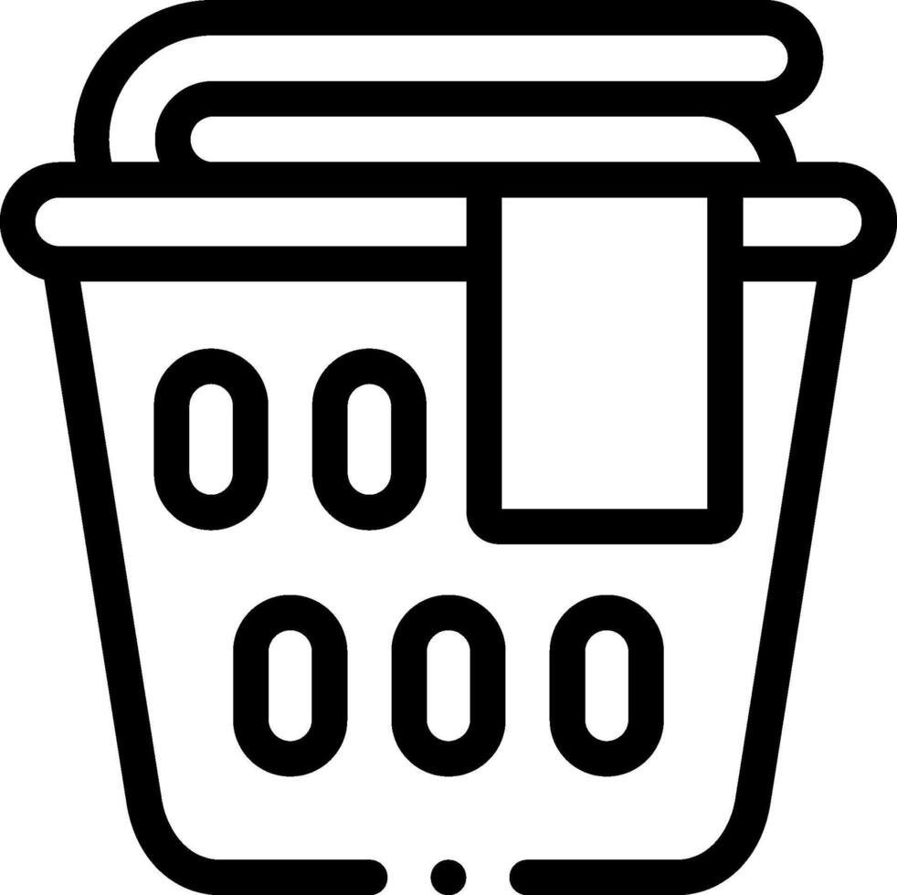 A black and white illustration of a laundry basket vector