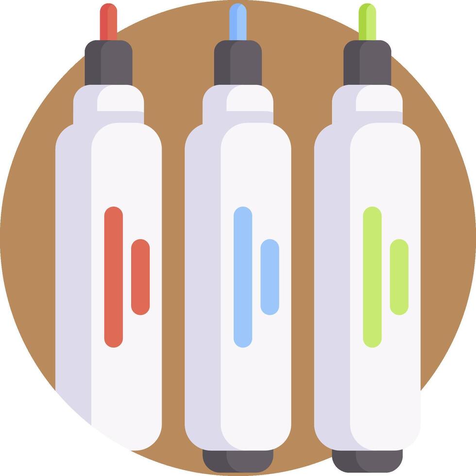 Three bottles of ink are on a brown background vector