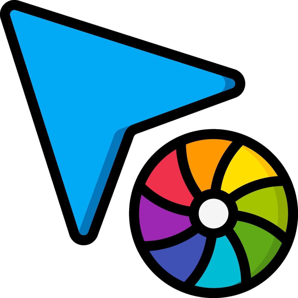 A colorful arrow with a wheel in the middle vector