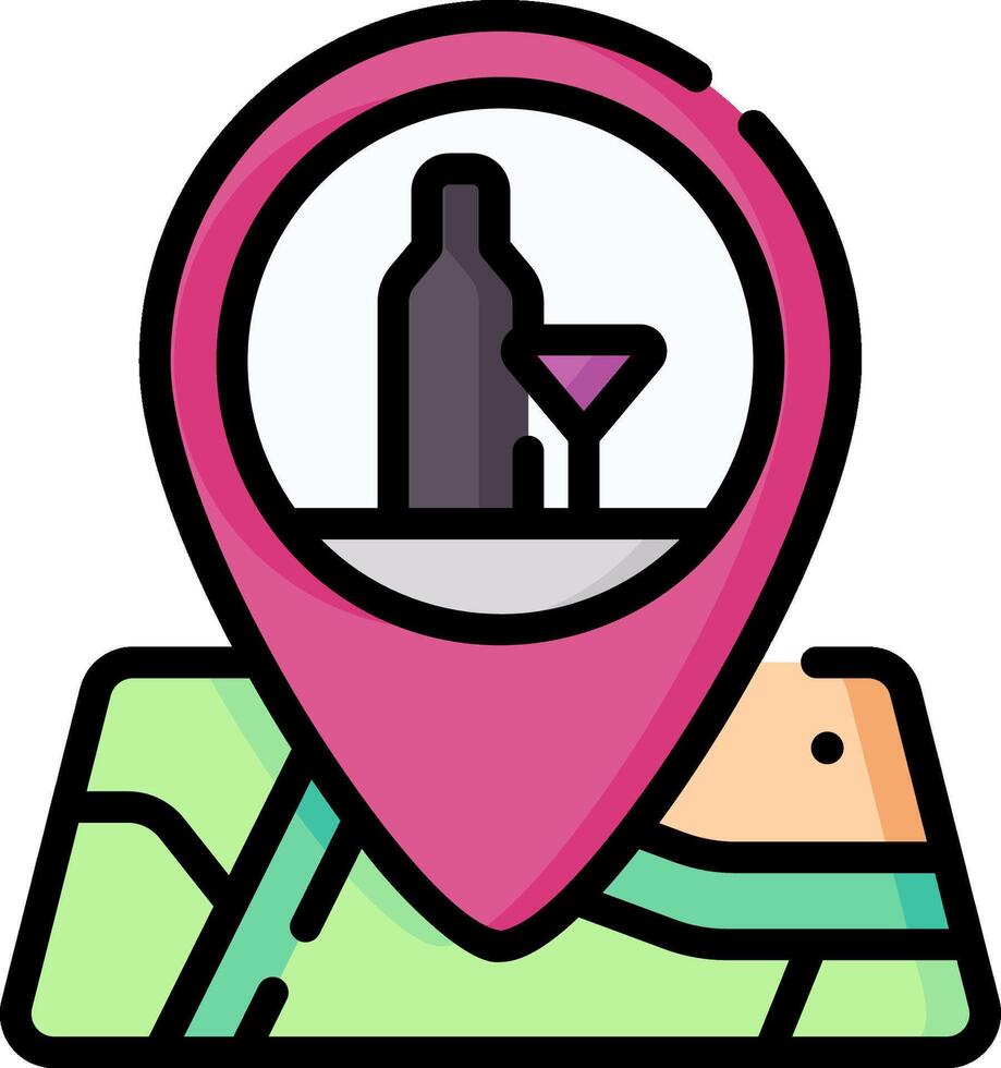 A map pin with a bottle and a map marker vector