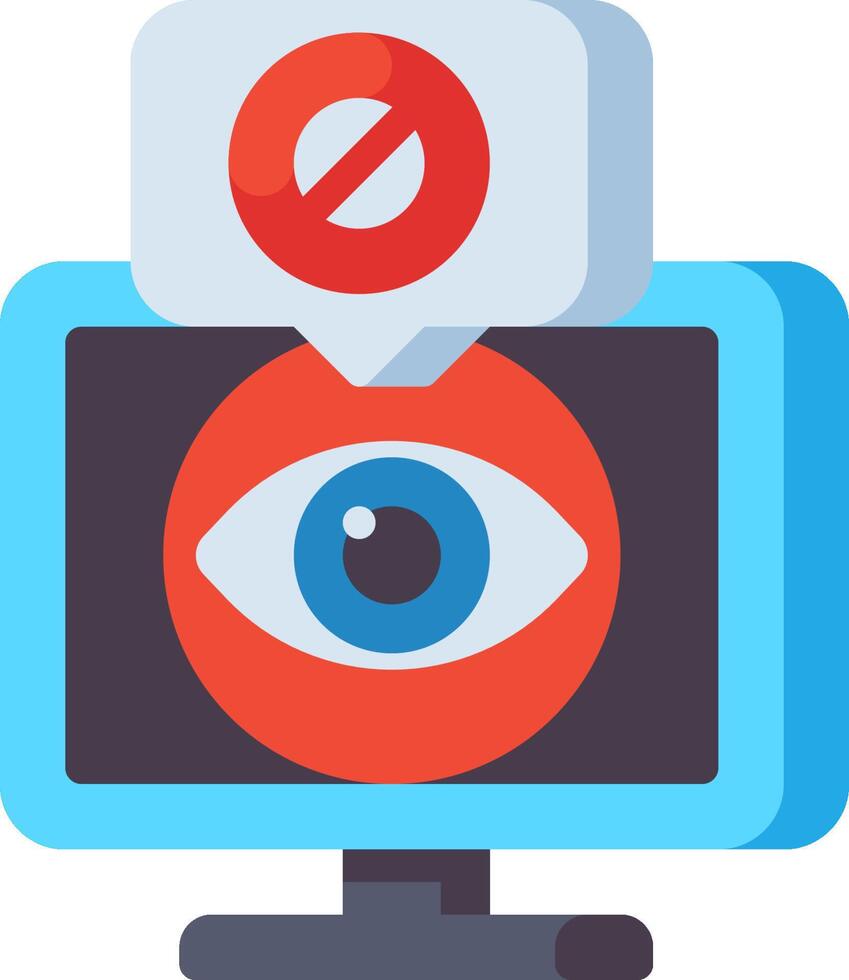 A computer monitor with an eye and a sign on it vector