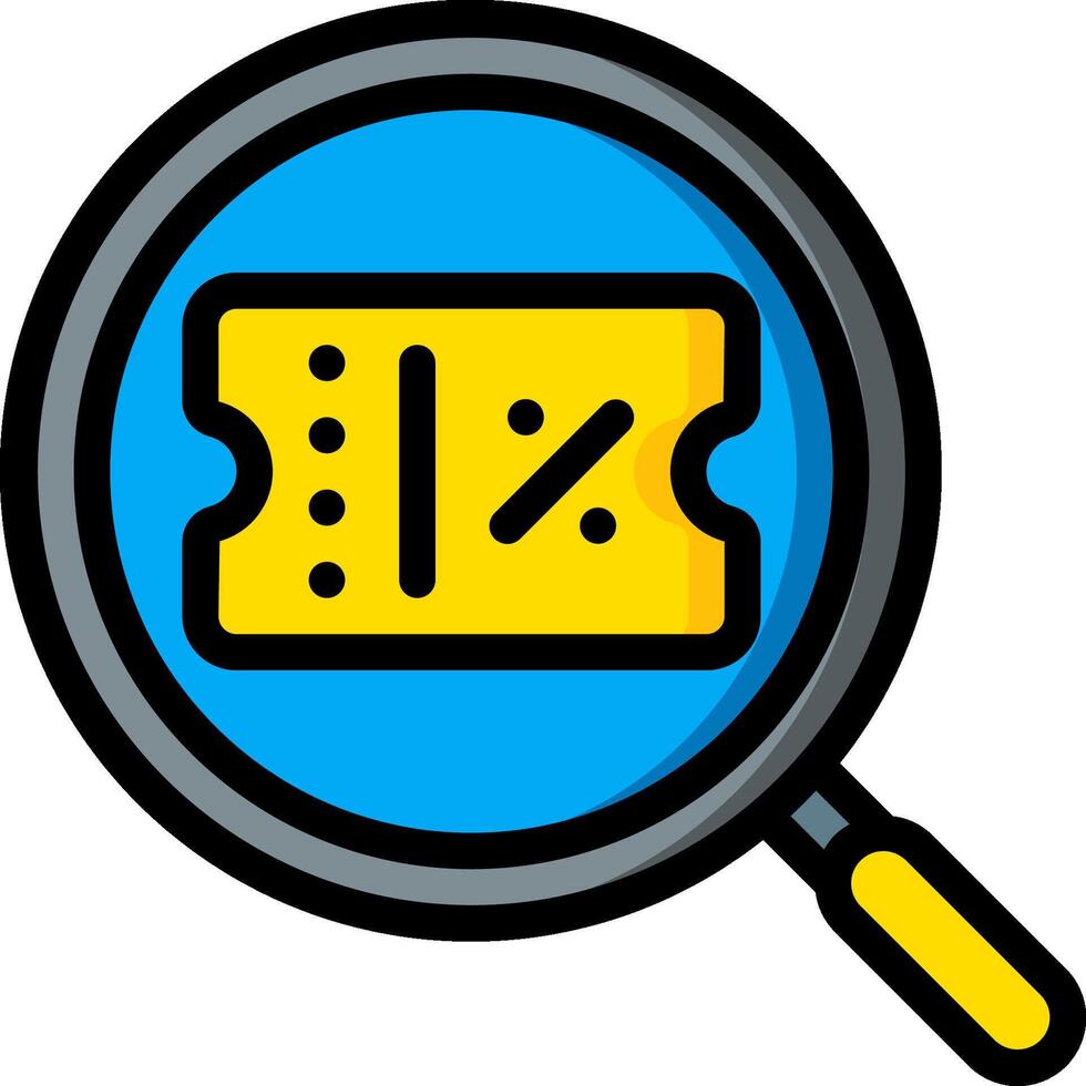 Magnifying glass icon with yellow ticket vector