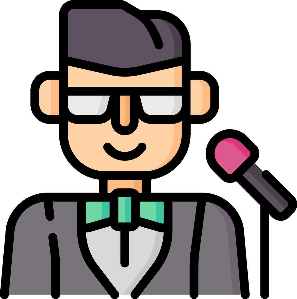 A cartoon man with glasses and a microphone vector