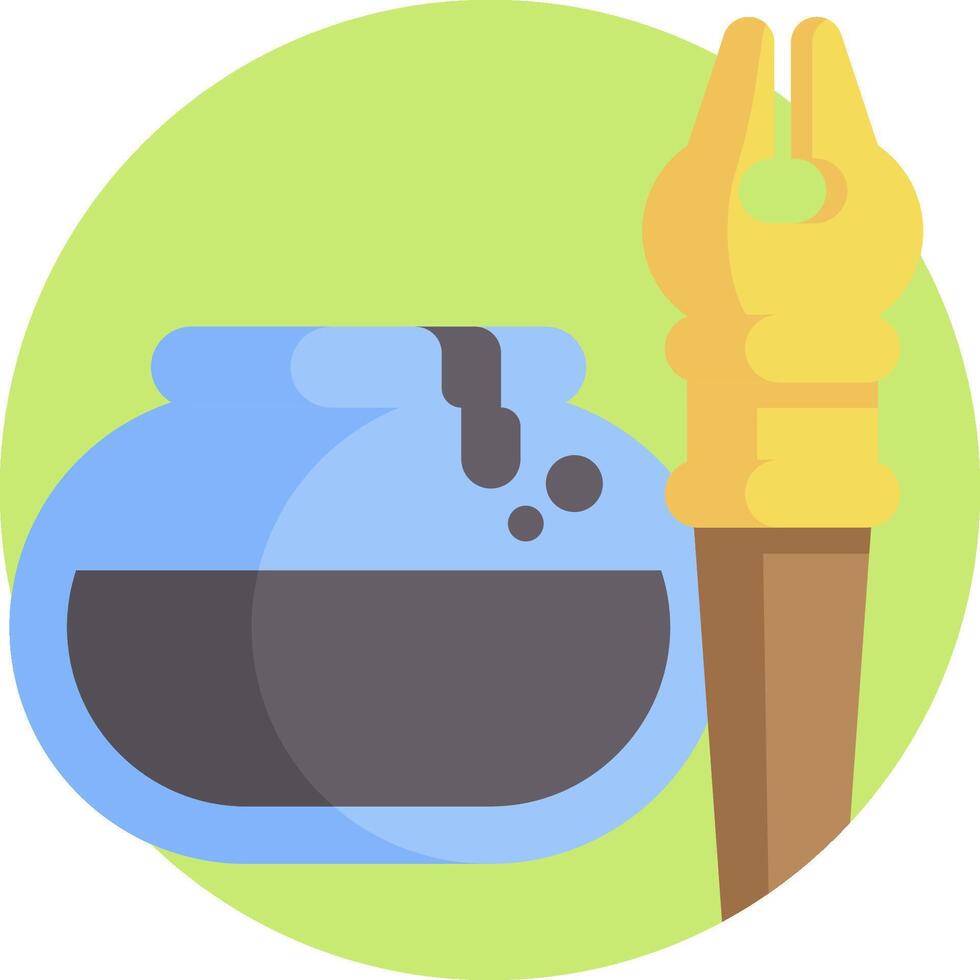 A pot with a brush and ink in it vector