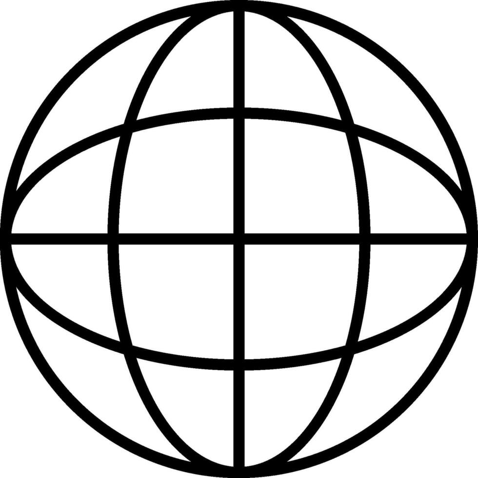 A black and white globe with a grid on it vector