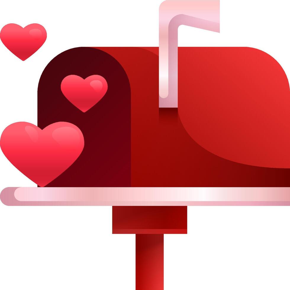 A red mailbox with hearts on it vector