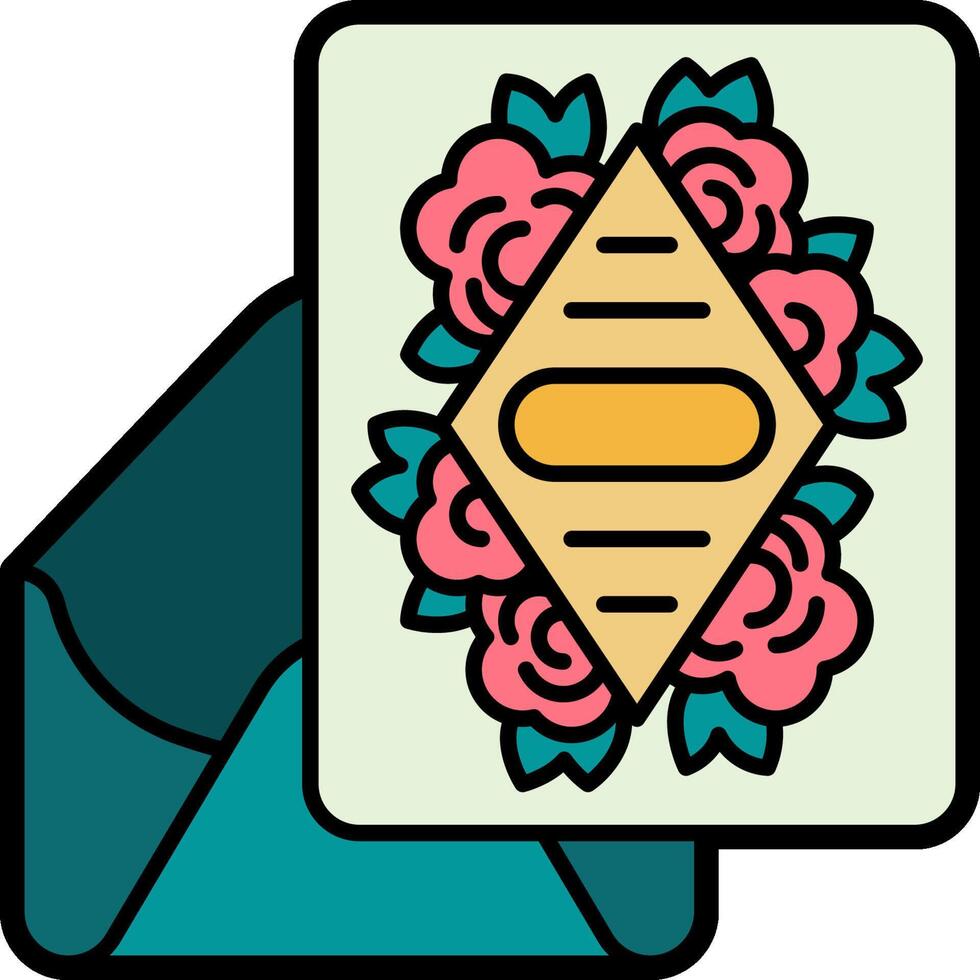 An envelope with a flower on it vector