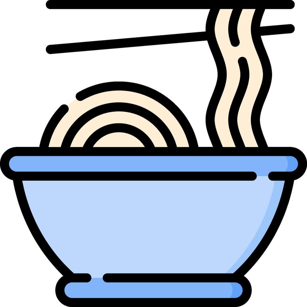 A bowl of noodles with chopsticks in it vector
