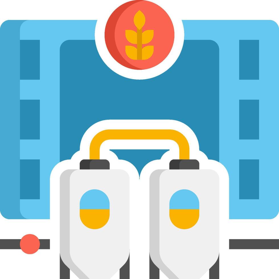 An icon of two grain bins with a red dot vector