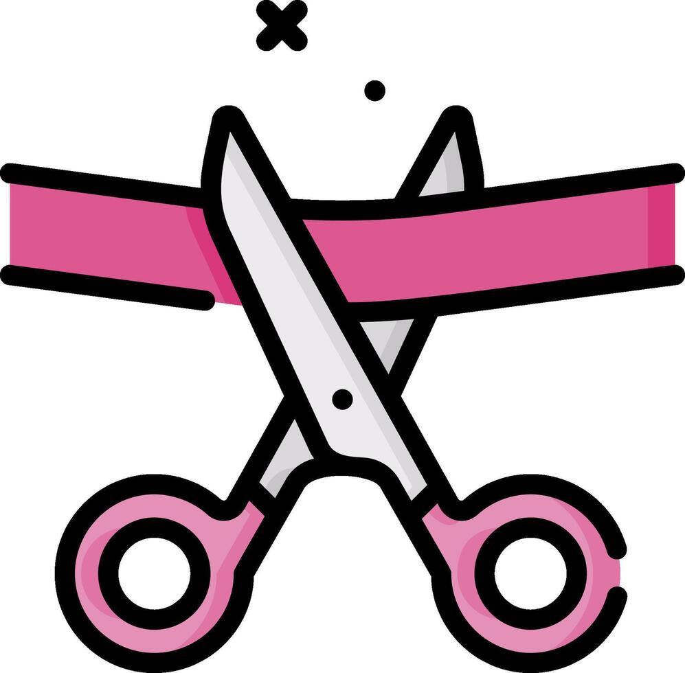 A pair of scissors cutting a ribbon vector