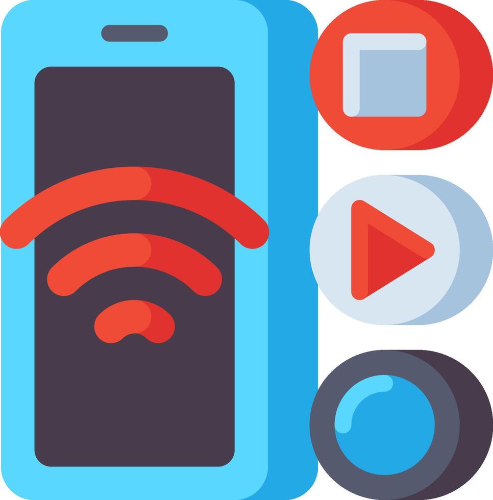 A phone with a wifi icon and a play button vector