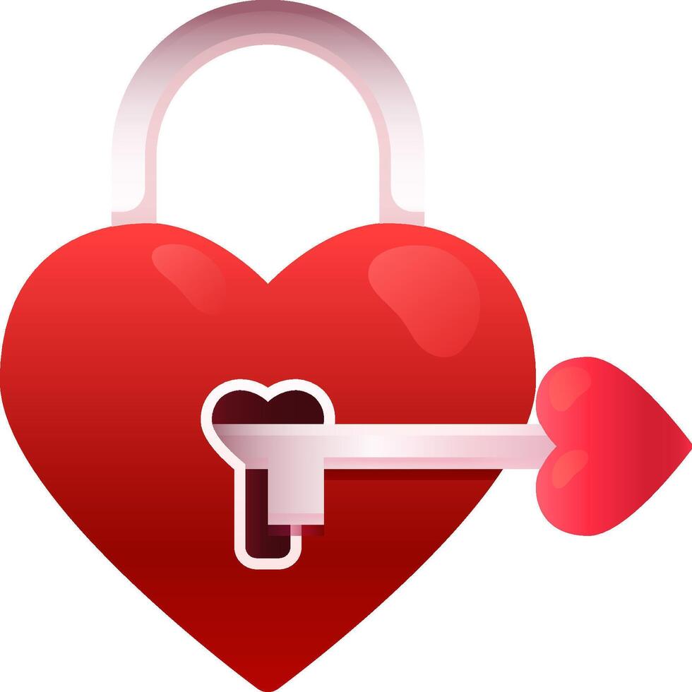 Heart lock with key vector