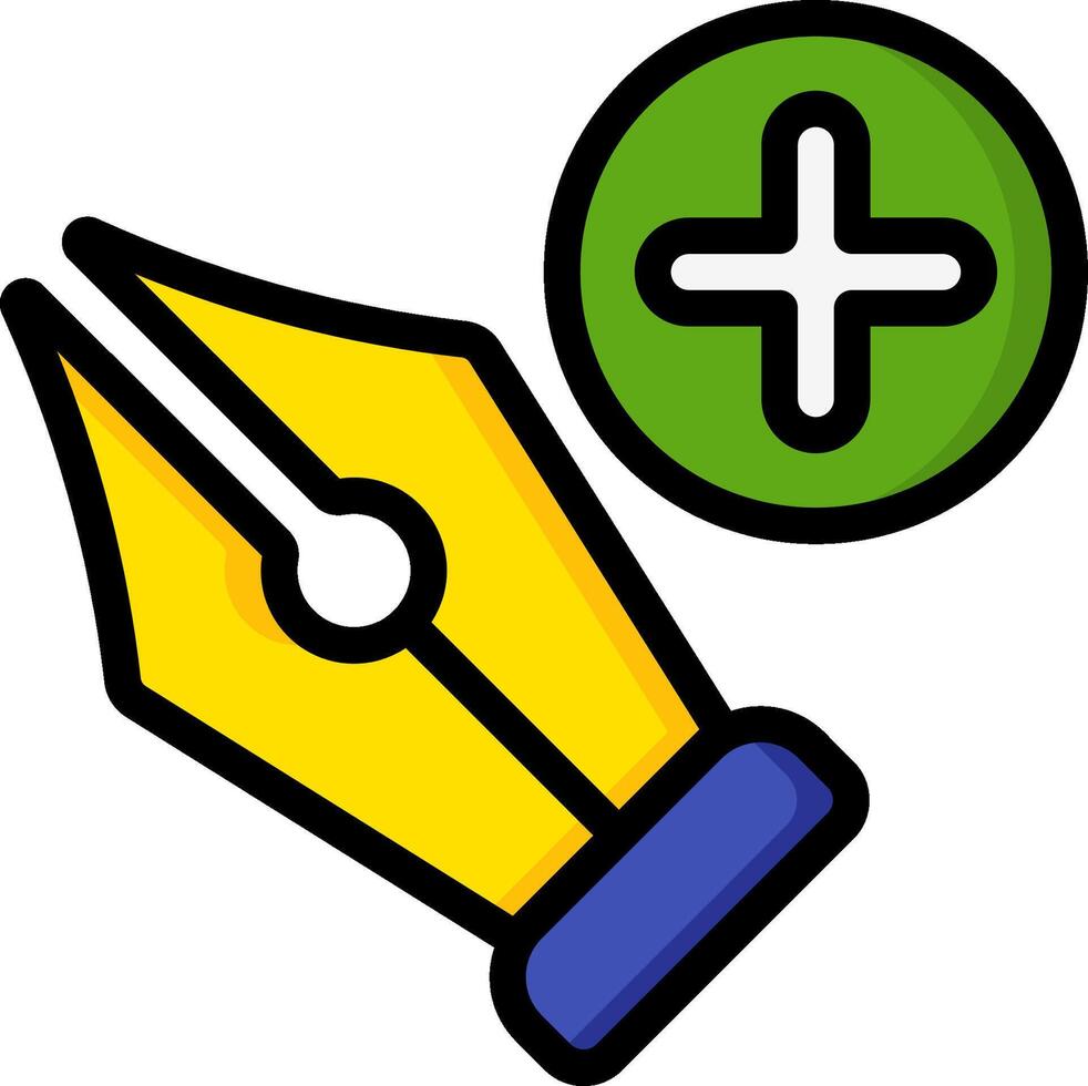 A pen and a plus sign next to a green circle vector