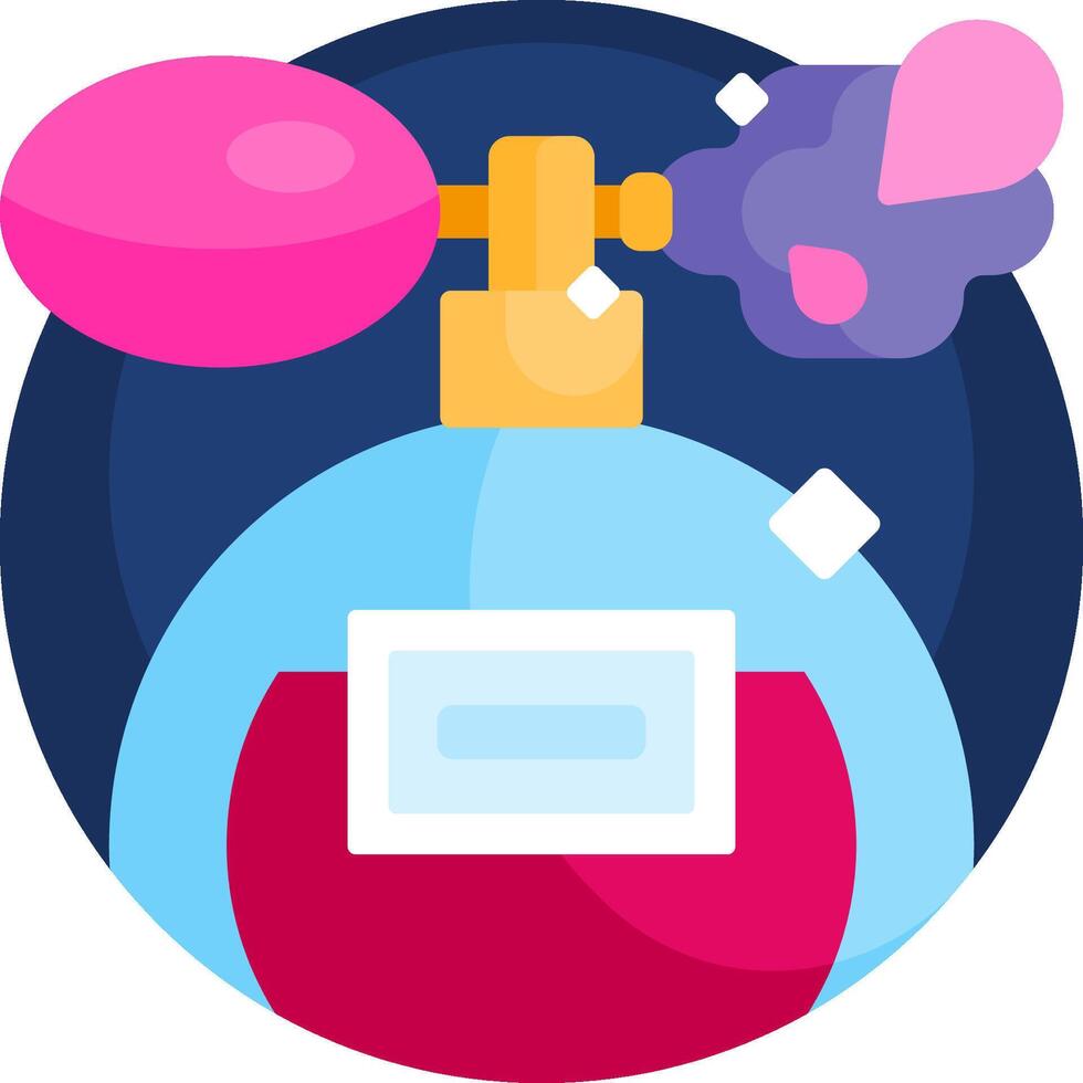 A perfume bottle with a pink and blue cap vector