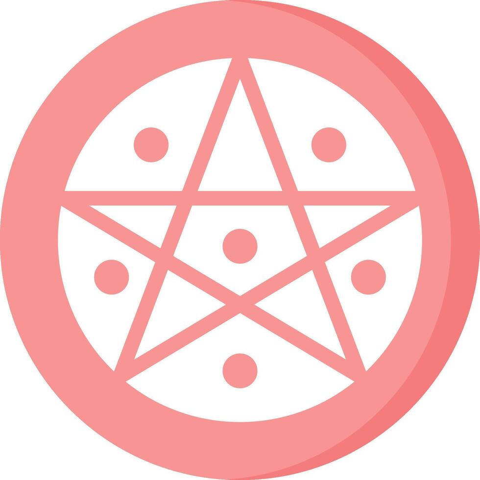 A pentagram in a circle with dots around it vector