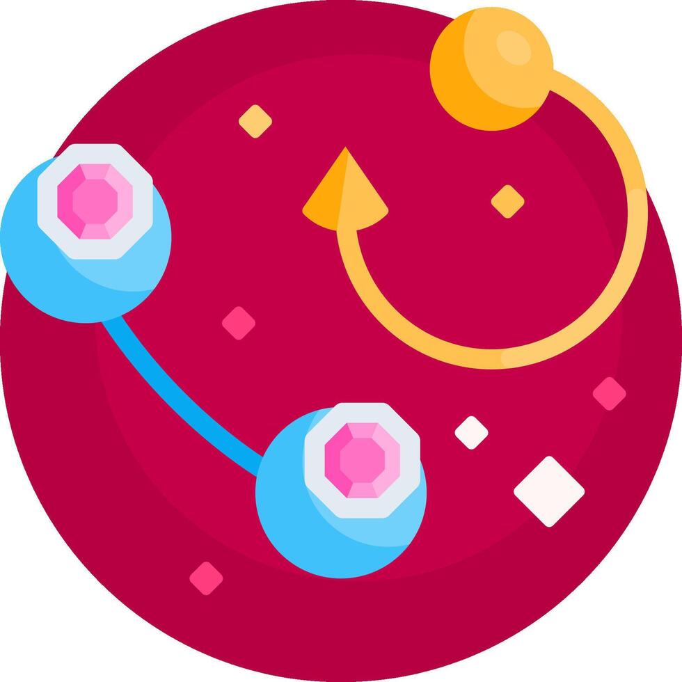 A red circle with two spheres and a yellow dot vector