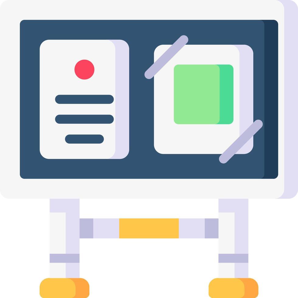 A white board with a computer screen and a paper vector