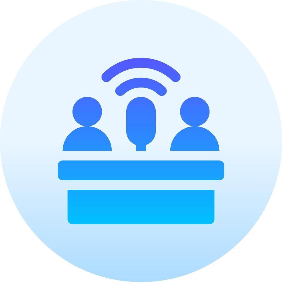 A blue icon with two people sitting at a table vector