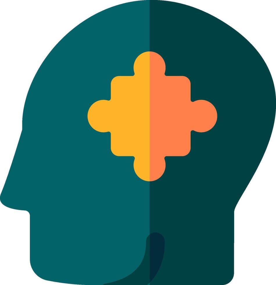 A person's head with a puzzle piece in the middle vector