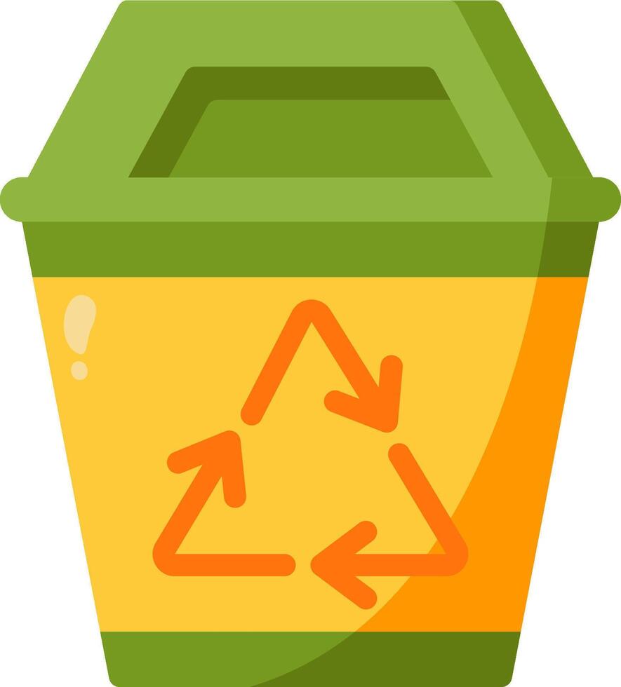A recycle bin with a green and yellow lid vector