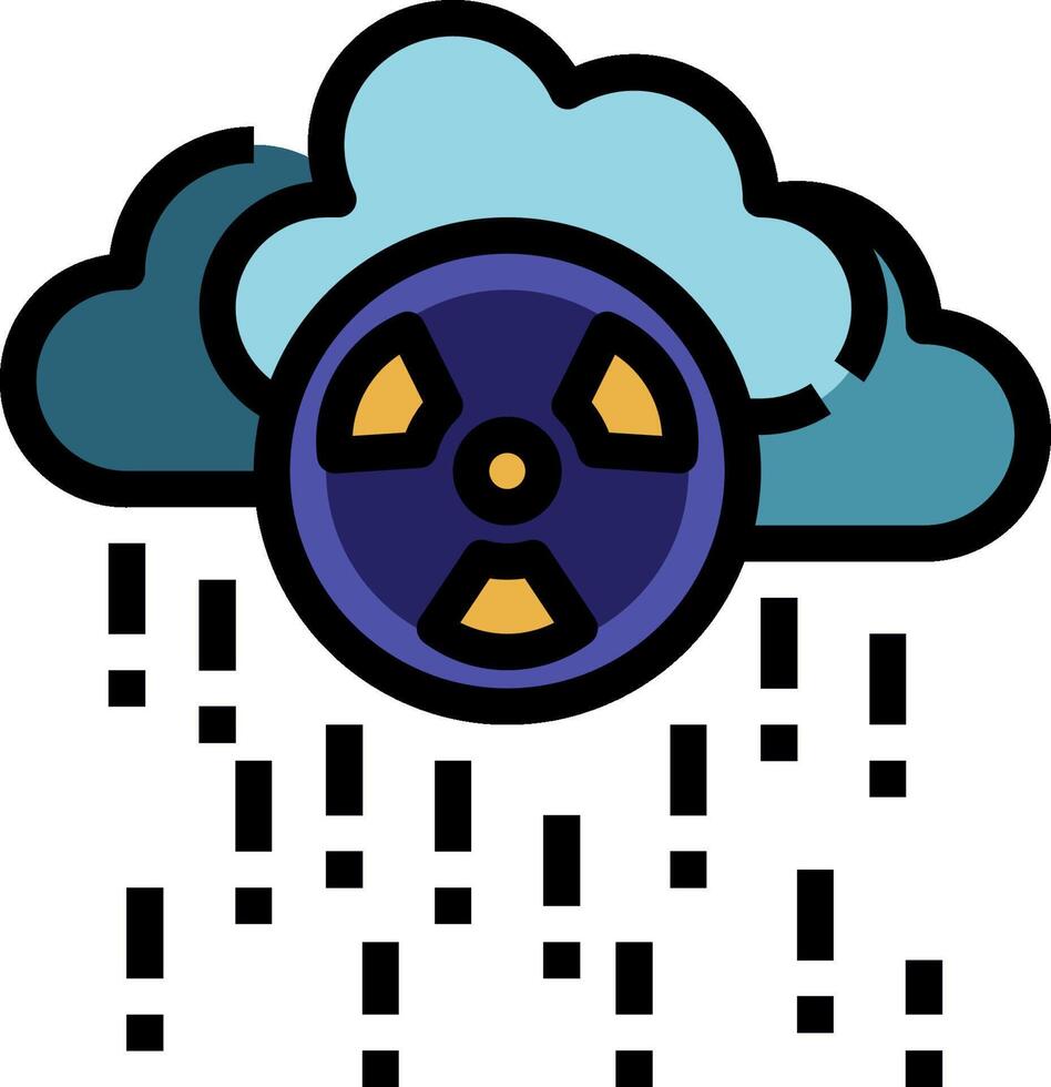 A cloud with rain and a nuclear symbol vector