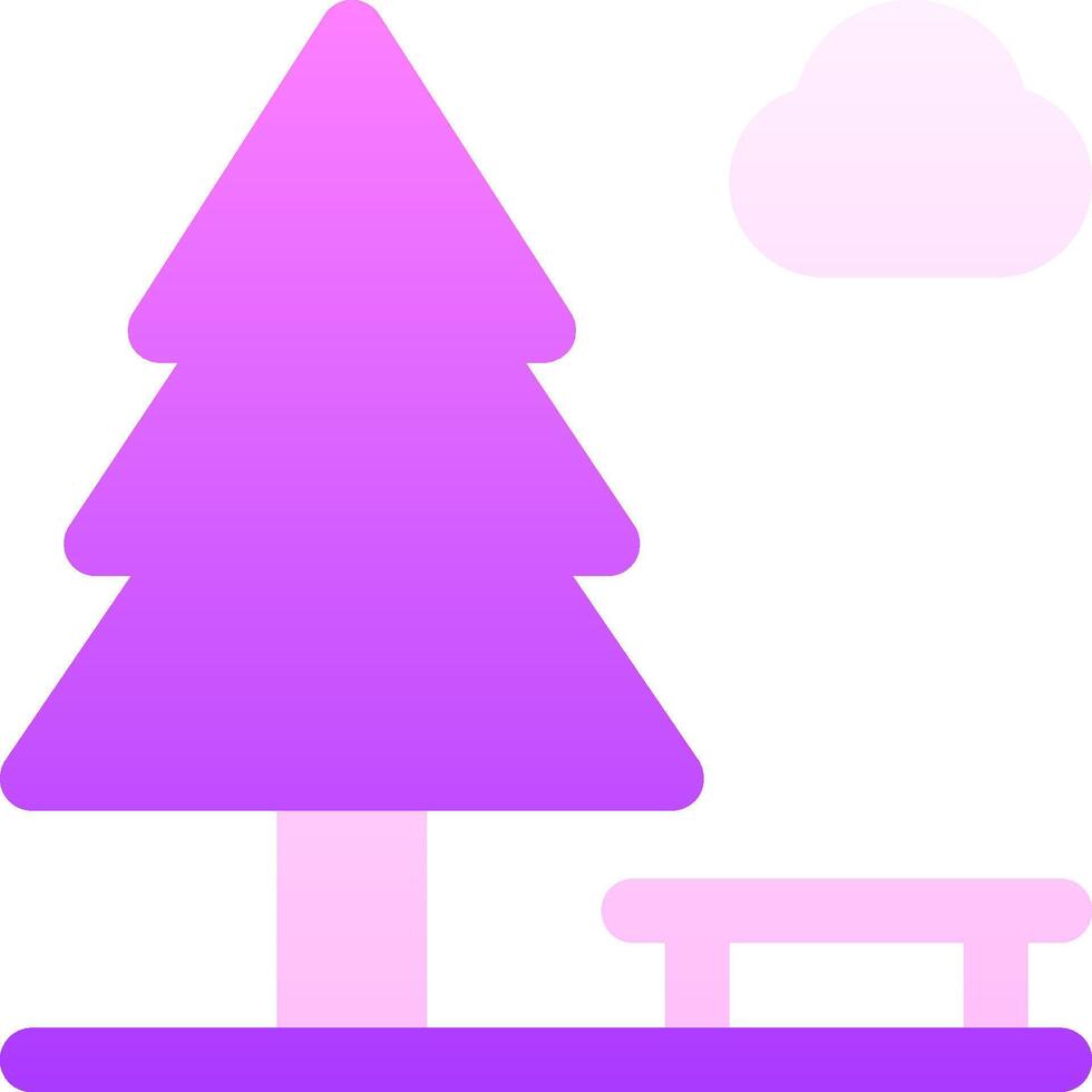 A purple tree and bench in front of a cloud vector