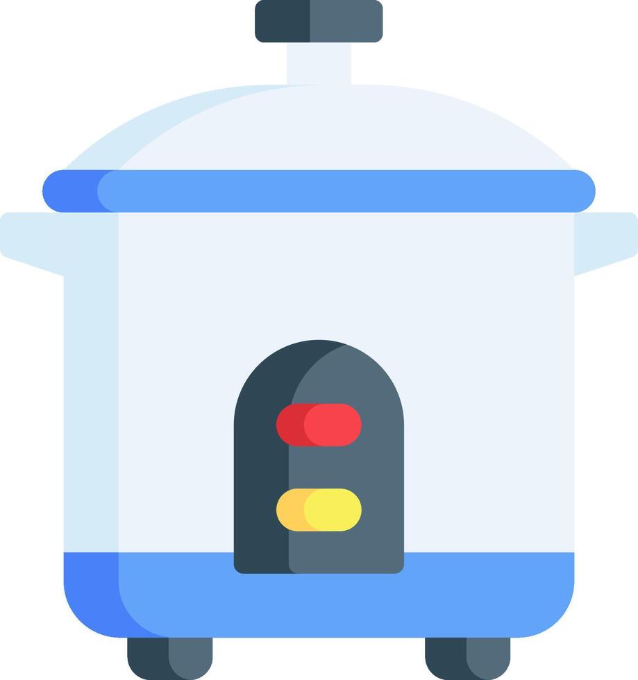 A blue and white pot with a red light on it vector