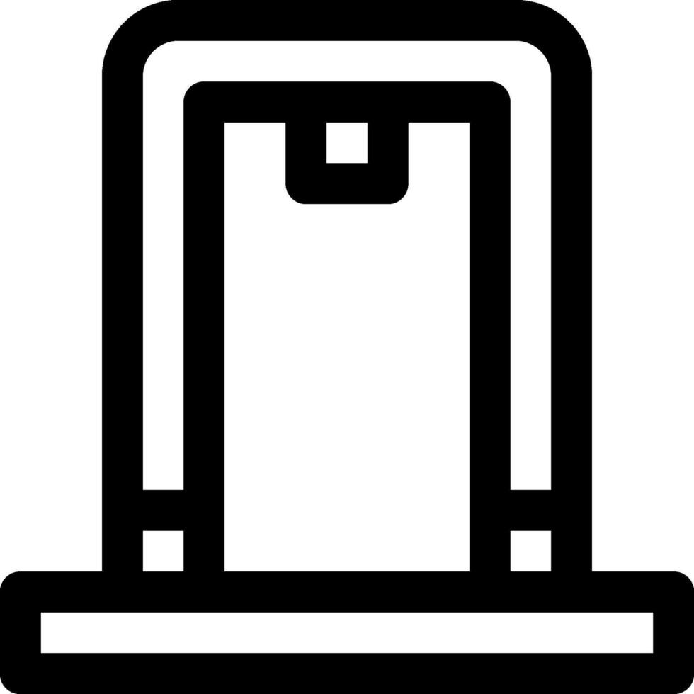 A black and white icon of a door vector