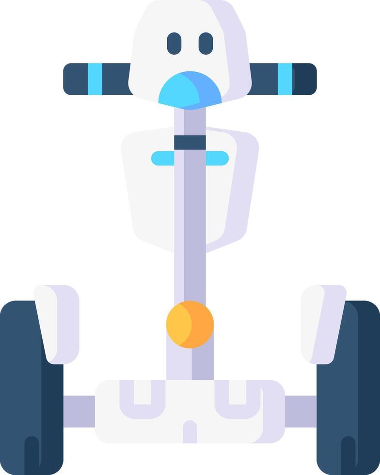A white scooter with blue wheels and a blue helmet vector