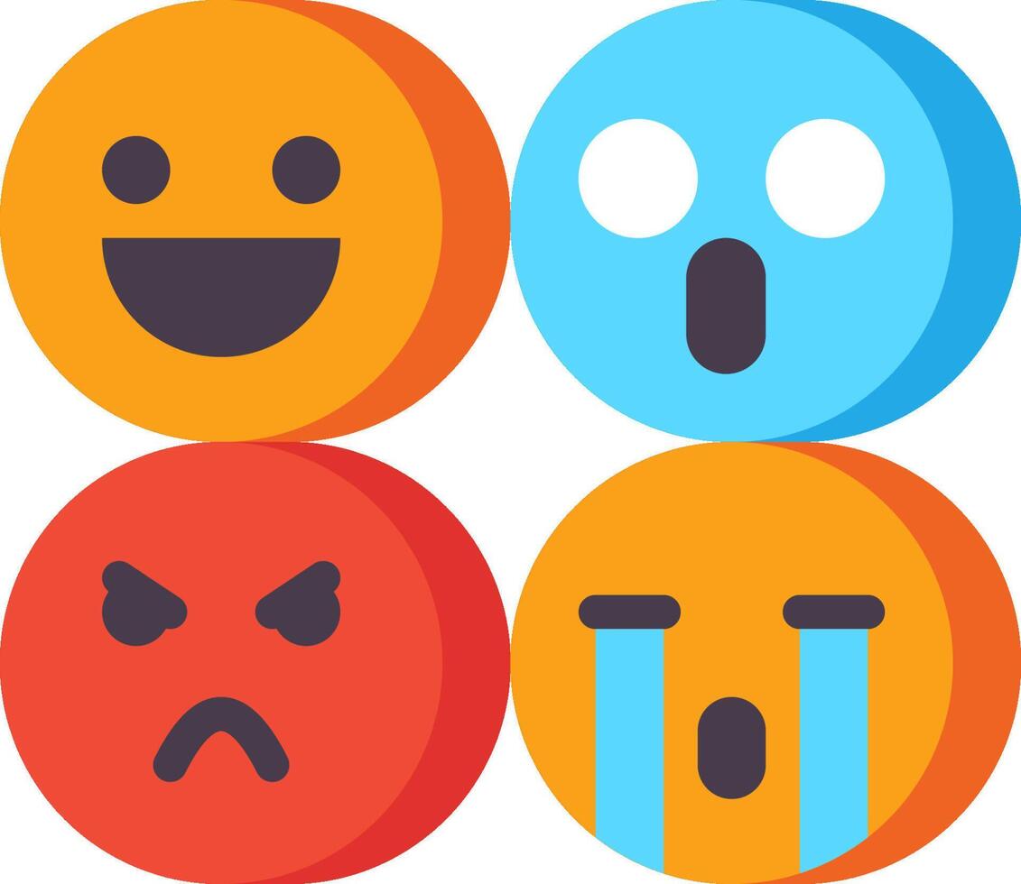 Four emoticions with different expressions vector
