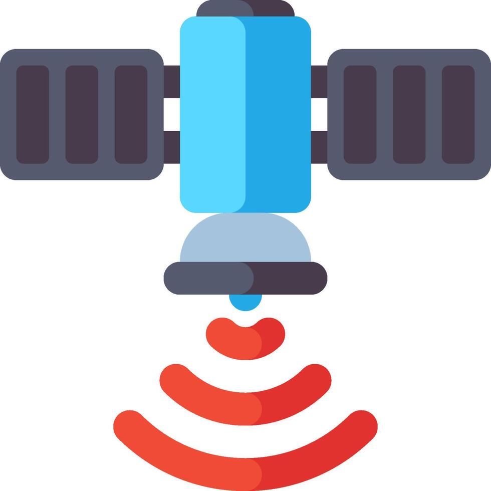 A satellite with a red dot on it vector