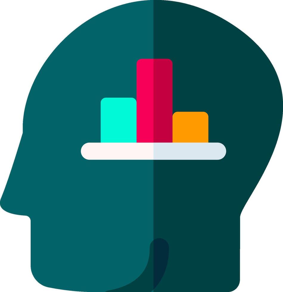 A person's head with a bar chart on it vector