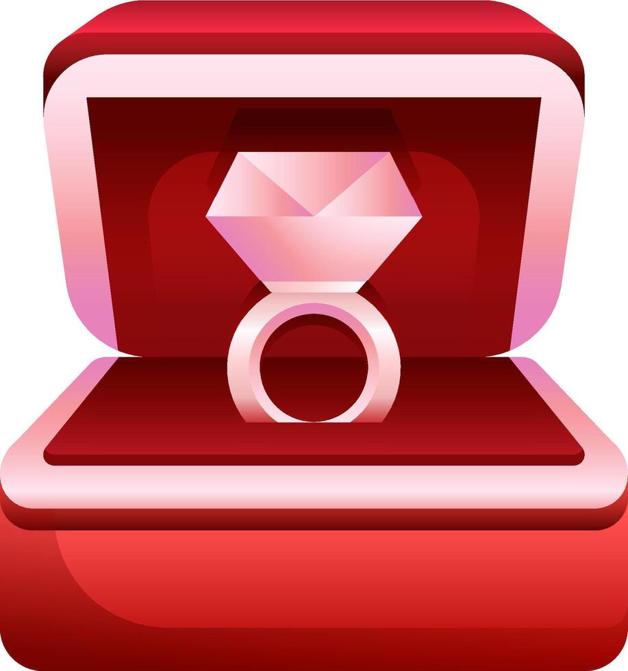 An engagement ring in a red box vector