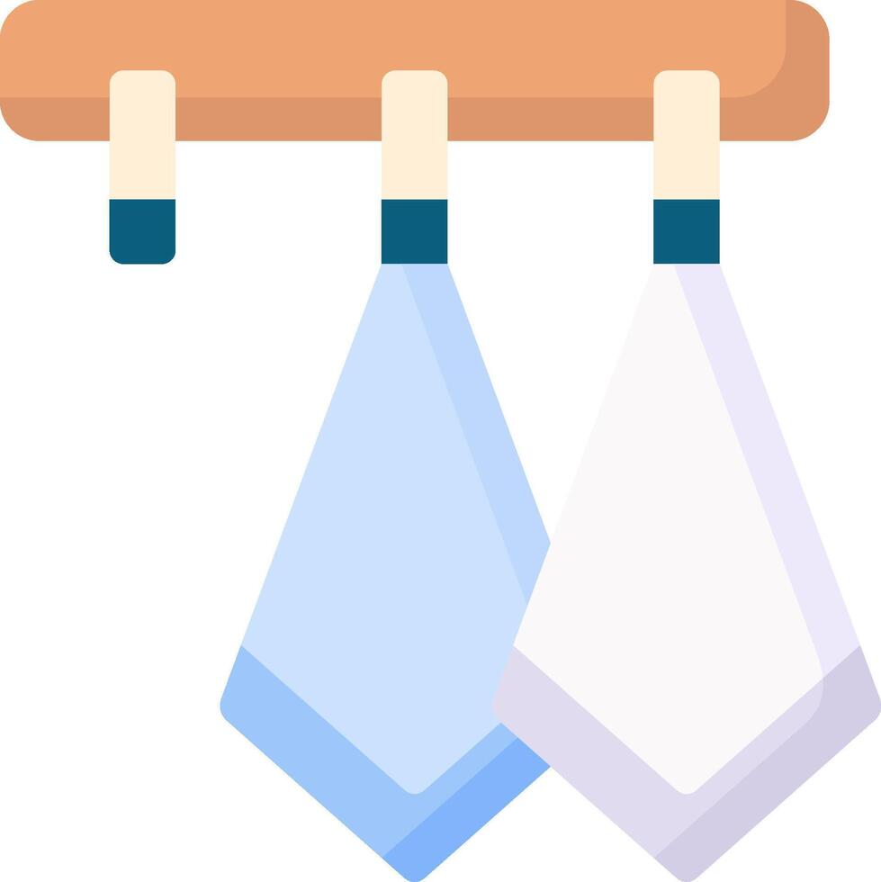 Two blue and white towels hanging on a clothes rack vector