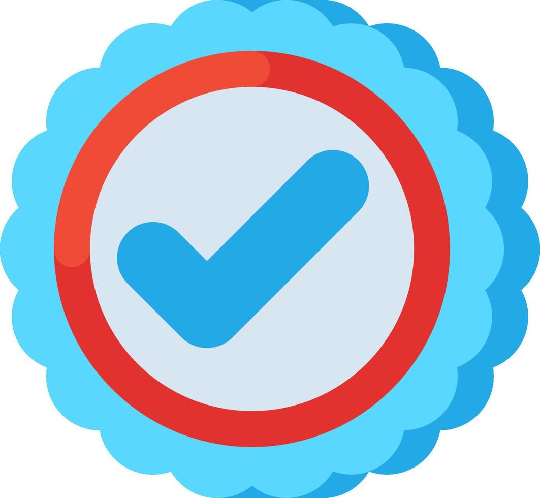 A check mark in a circle with a red border vector