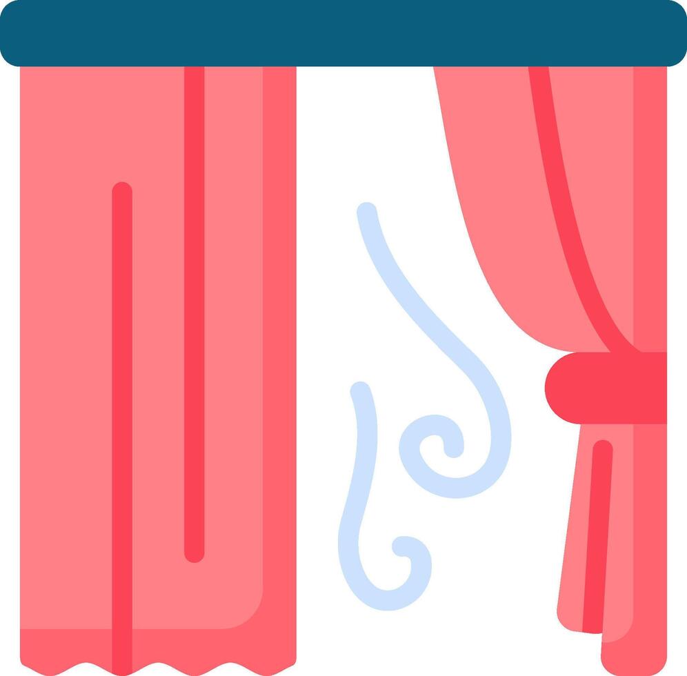 A pink curtain with a blue trim and a blue trim vector
